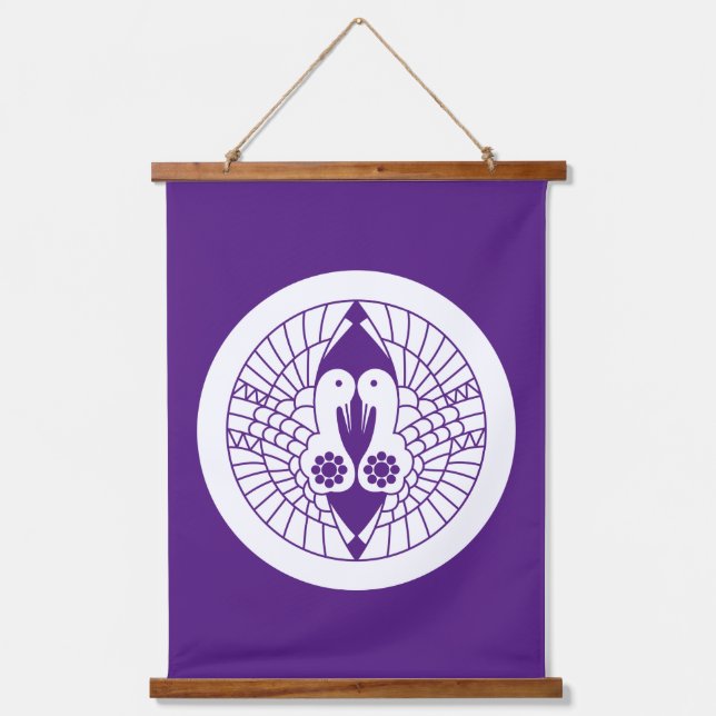 Nanbu-Krane Wandteppich Mit Holzrahmen (Vorderseite)