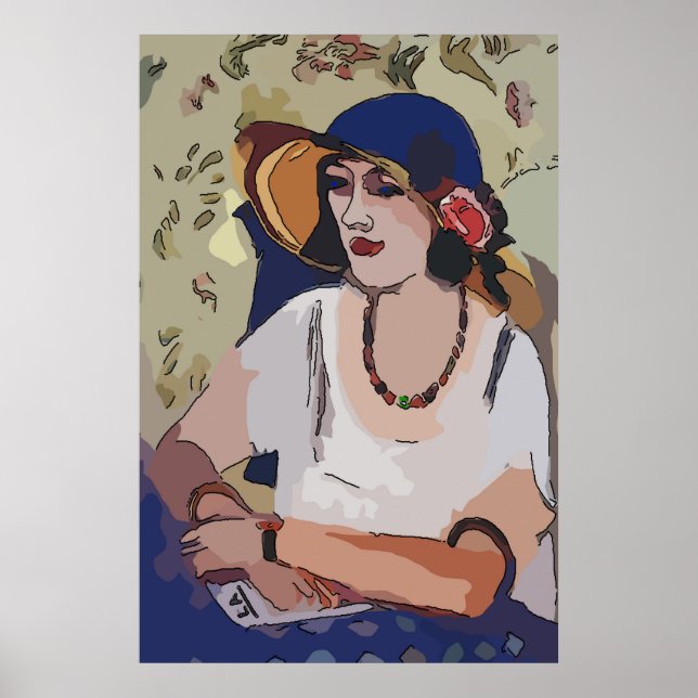 Nancy in Hat, Matisse Style Poster (Vorne)