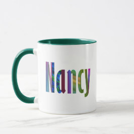 "Nancy" Name in Fun und leuchtend farbige Buchstab Tasse