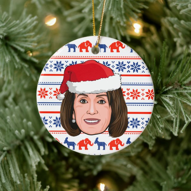 Nancy Pelosi Christmas Keramik Ornament (Baum)