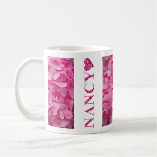 "Nancy" Pink Hydrangea Blumenbriefe & Niedliches H Kaffeetasse