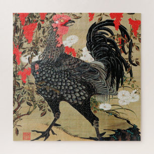 Nandina und Rooster Illustration von Ito Jakuchu Puzzle