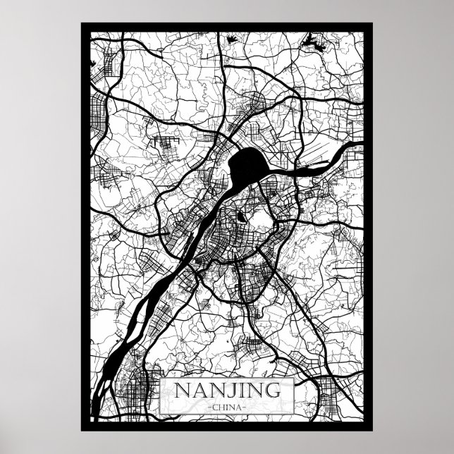 Nanjing China Karte Poster (Vorne)