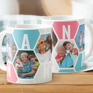 Nanna 5 Foto bearbeitbar 5 Buchstaben Wabenmuster Kaffeetasse
