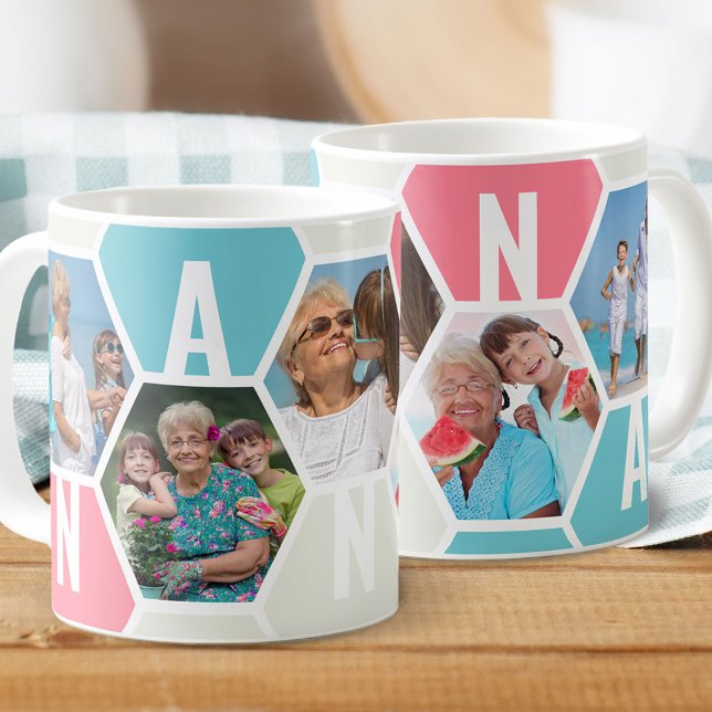 Nanna 5 Foto Editable 5 Letter Honeycomb Kaffeetasse (Von Creator hochgeladen)