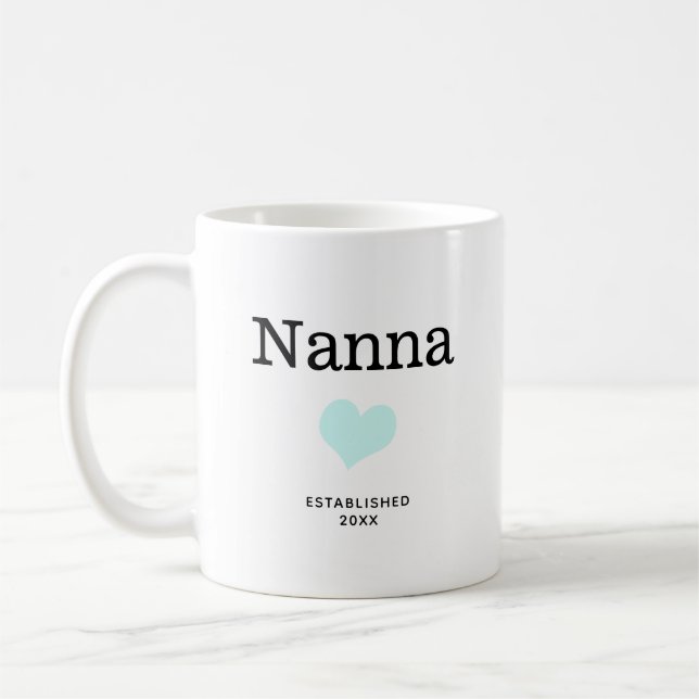 Nanna, blaues Herz, Single Foto Custom Kaffeetasse (Links)