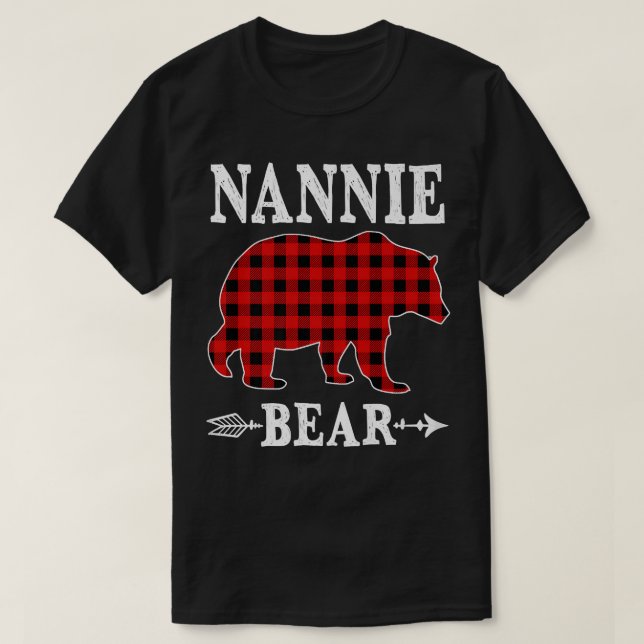 Nannie Bear Christmas Pajama Red Kariert Buffalo F T-Shirt (Design vorne)