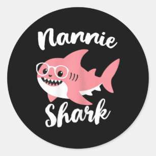 Nannie Shark Muttertag Grandma Funny Runder Aufkleber