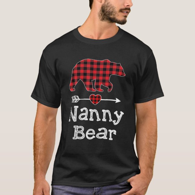 Nanny Bar Christmas Pajama Red Kariert Buffalo Fam T-Shirt (Vorderseite)