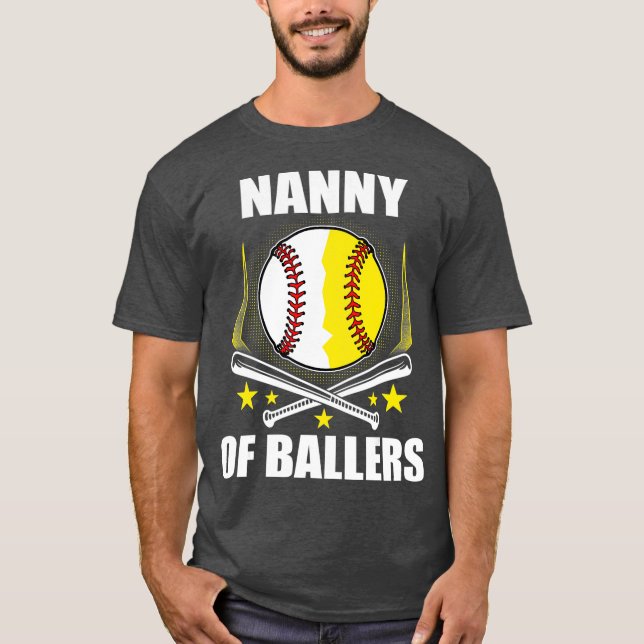 Nanny Baseball Softball Ball Väter Mütter T-Shirt (Vorderseite)