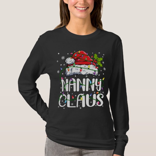 Nanny Claus Christmas Lights Pajama Family Matchin T-Shirt (Vorderseite)