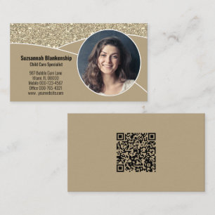 Nanny Custom Foto Imitate Gold Glitzer QR Code Visitenkarte