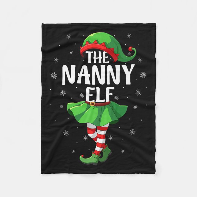 Nanny Elf Christmas Girls Women Elf Squad Xmas Fam Fleecedecke (Vorderseite)
