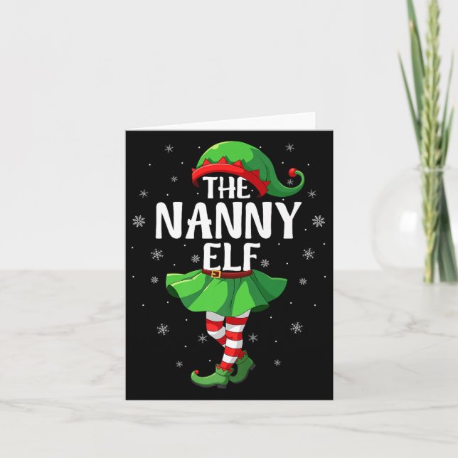Nanny Elf Christmas Girls Women Elf Squad Xmas Fam Karte (Vorderseite)
