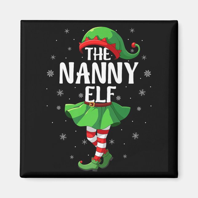 Nanny Elf Christmas Girls Women Elf Squad Xmas Fam Magnet (Vorne)
