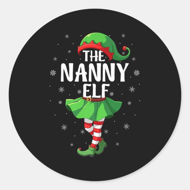 Nanny Elf Christmas Girls Women Elf Squad Xmas Fam Runder Aufkleber (Vorderseite)