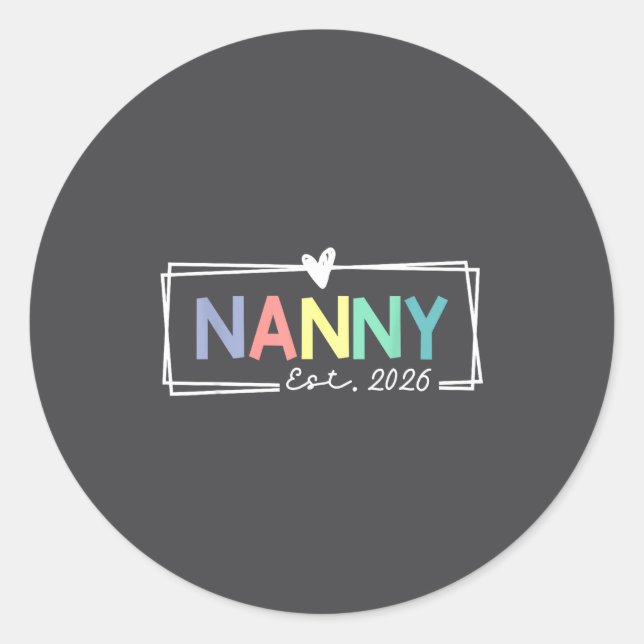 Nanny Est 2026 Promoted To Grandma 2026 For Grandm Runder Aufkleber (Vorderseite)