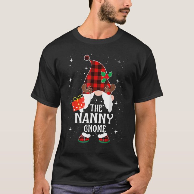 Nanny Gnome Buffalo Kariert Matching Family Christ T-Shirt (Vorderseite)