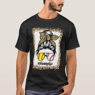 Nanny Life Messy Leopard gebleicht Haare Bun Mothe T-Shirt