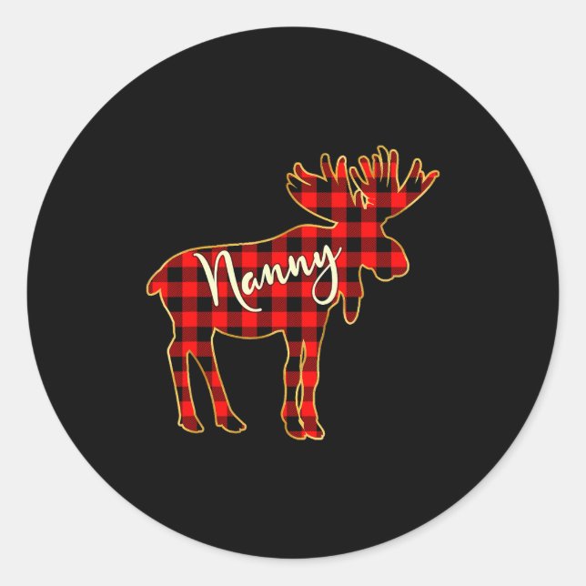 Nanny Moose _ Buffalo Red Plaid Family Christmas  Runder Aufkleber (Vorderseite)
