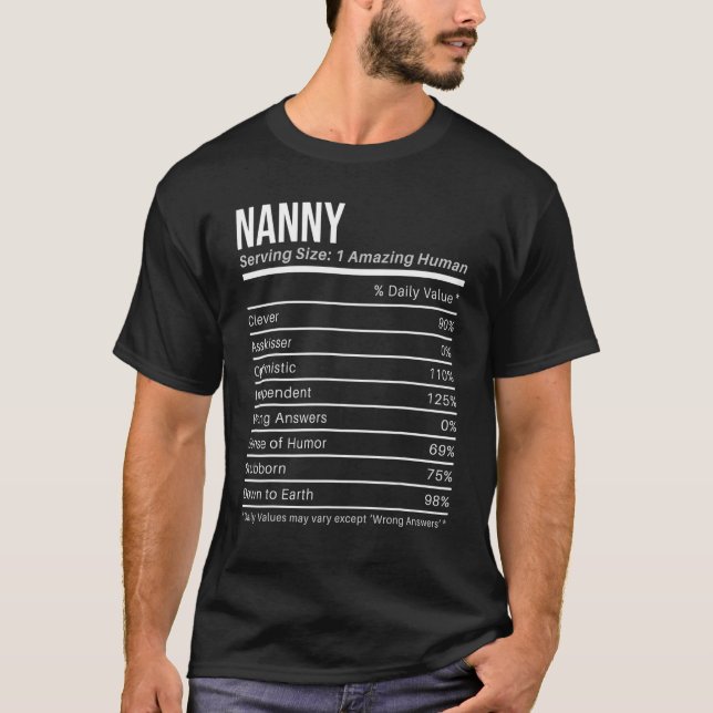 Nanny Nutritional Values Nutrition Fakten T-Shirt (Vorderseite)