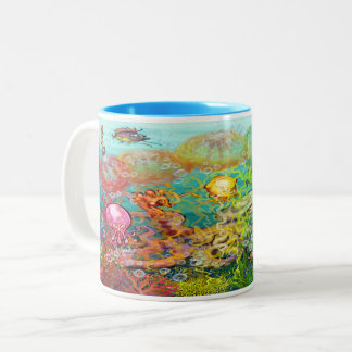 Nanny Octopus und Aqua Babies Zwei-Tone-Tasse Zweifarbige Tasse
