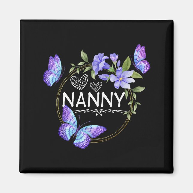Nanny Shirt For Women With Butterflies Mother's Da Magnet (Vorne)