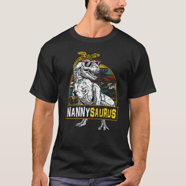 Nannysaurus Leopard Rex Dinosaur Nanny Saurus Moth T-Shirt (Vorderseite)