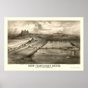 Nantasket Beach, MA Panorama Karte - 1879 Poster