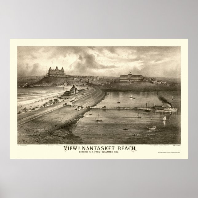 Nantasket Beach, MA Panorama Karte - 1879 Poster (Vorne)