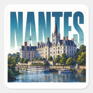 Nantes Frankreich Loire-Ufer-Flucht Quadratischer Aufkleber