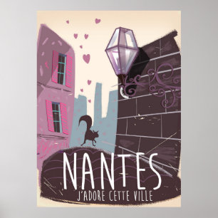 Nantes Frankreich Stadt Reiseplakat Poster