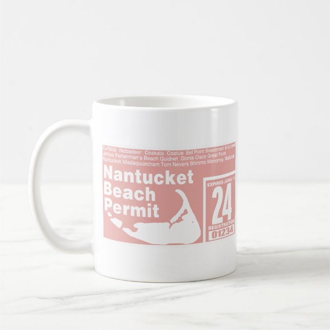 Nantucket Beach Permit 2024 Lachs Kaffeetasse (Links)