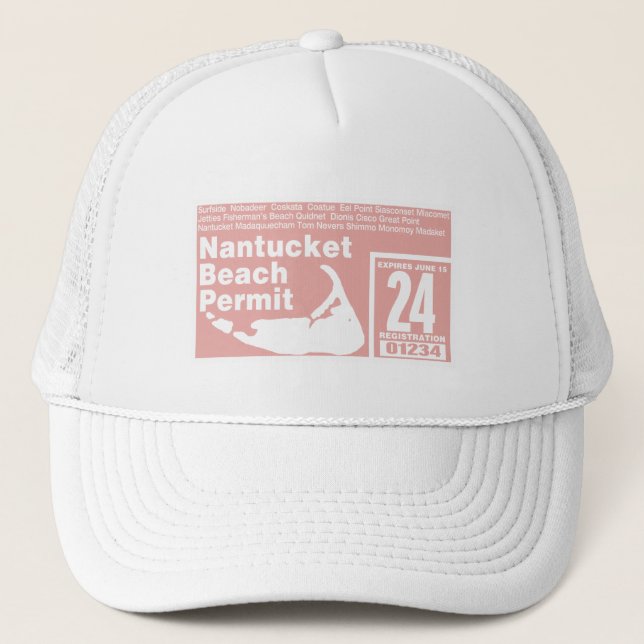 Nantucket Beach Permit 2024 Lachs Truckerkappe (Vorderseite)