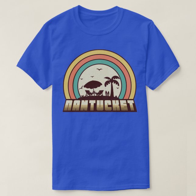 Nantucket Beach Retro Sunset Style T-Shirt (Design vorne)