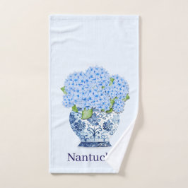 Nantucket Blaue Hortensien-Chinoiserie-Vase  Handtuch