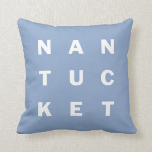 NANTUCKET blaues typografisches umschaltbares Kissen