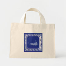 Nantucket Blue Rattan Tote Bag