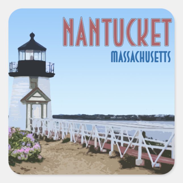 Nantucket Brant Point Leuchtturm Massachusetts Quadratischer Aufkleber (Vorderseite)
