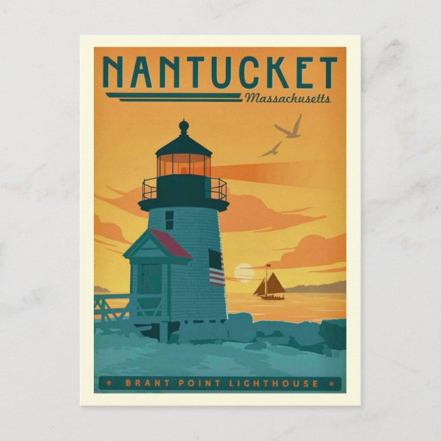 Nantucket Brant Point Leuchtturm Postkarte (Vorderseite)