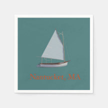 Nantucket Cat Boat. Sailboat Cocktail Napkins. Nic