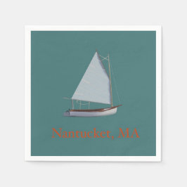 Nantucket Cat Boat. Sailboat Cocktail Napkins. Nic Serviette