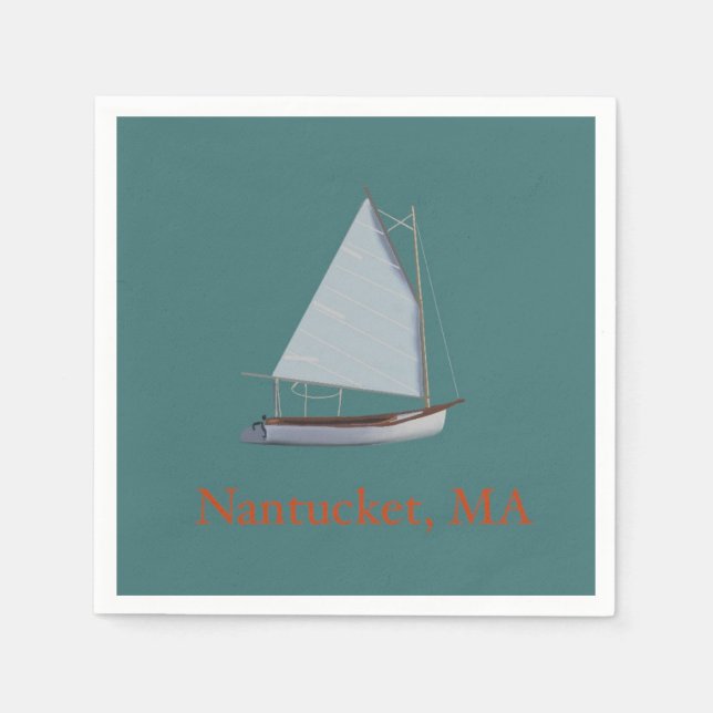 Nantucket Cat Boat. Sailboat Cocktail Napkins. Nic Serviette (Vorderseite)