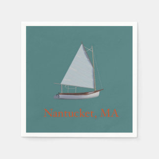 Nantucket Cat Boat. Sailboat Cocktail Napkins. Serviette