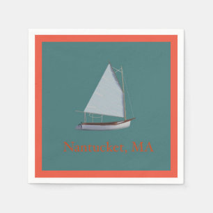 Nantucket Cat Boat. Sailboat Cocktail Napkins. Serviette