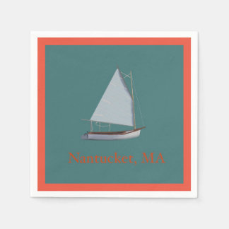 Nantucket Cat Boat. Sailboat Cocktail Napkins. Serviette