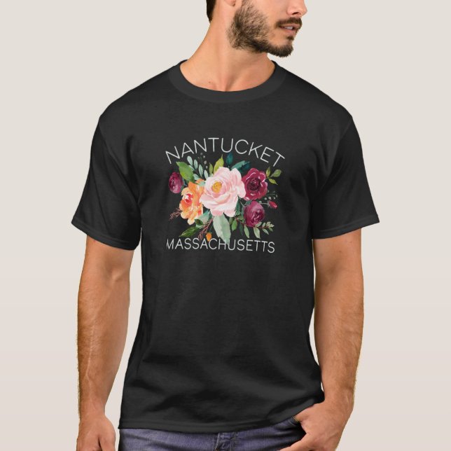 Nantucket Floral Rose For Women Travelers Souvenir T-Shirt (Vorderseite)