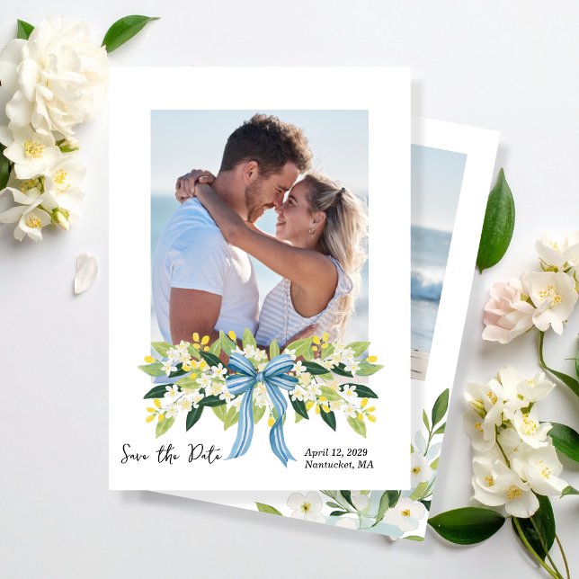 Nantucket Florals Coastal Save-the-Date Einladung (Von Creator hochgeladen)