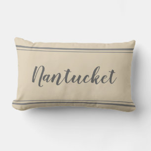 Nantucket Grau und Beige Streifen Kissen