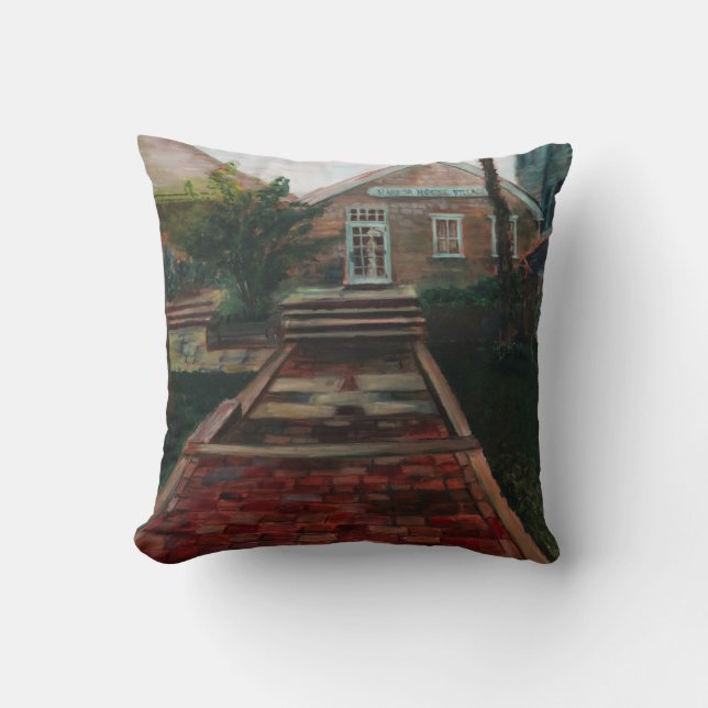 Nantucket Harbour House Village Painting Pillow Kissen (Vorderseite)